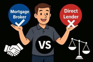 Mortgage broker vs direct lender comparison showing broker advantages