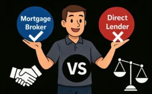 Mortgage broker vs direct lender comparison showing broker advantages