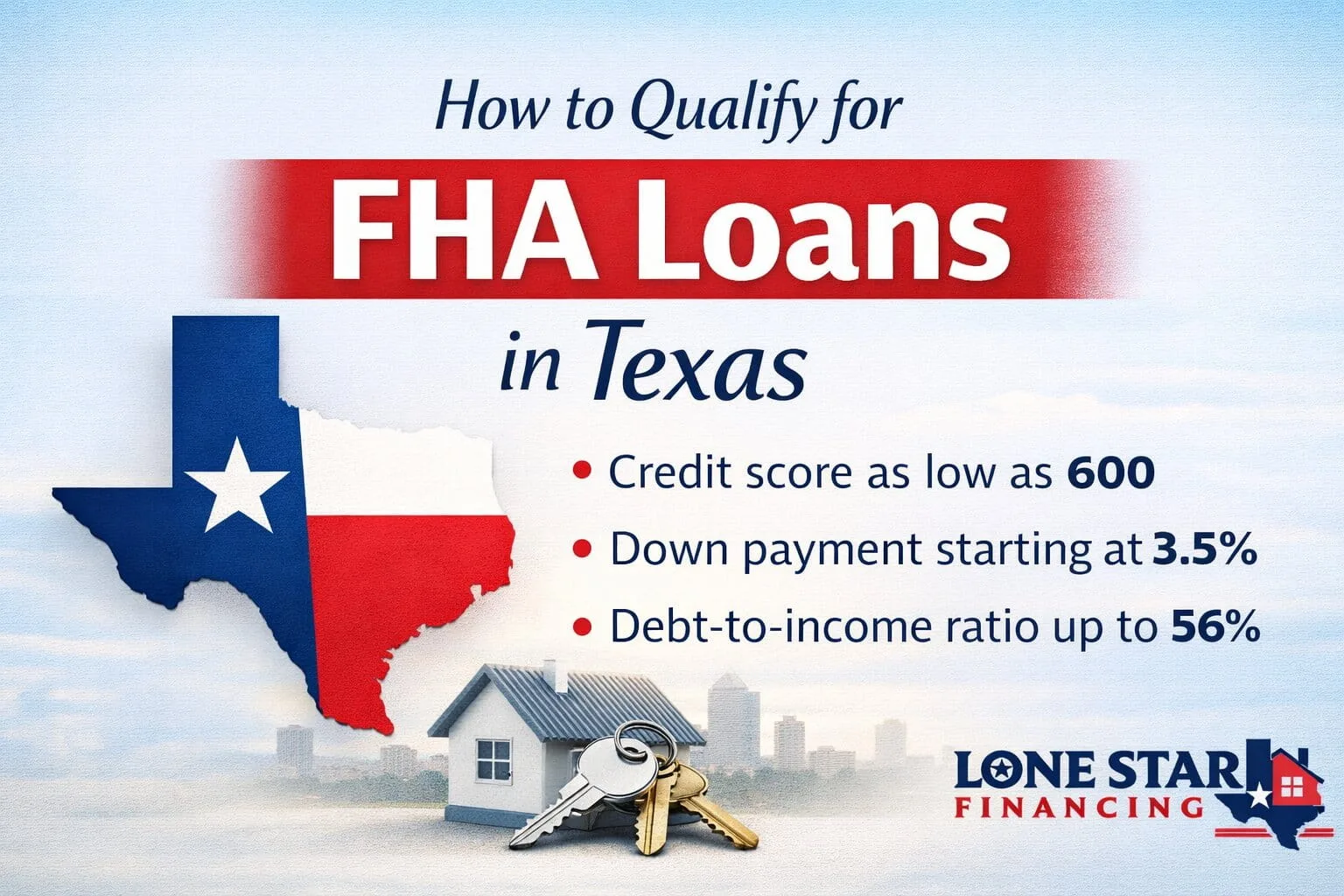 How to qualify for FHA loans in Texas including credit score, down payment, and DTI requirements